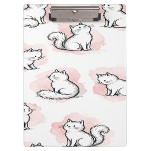 Porte-bloc Chats Blancs Mignons Motif Aquarelle Rose Chat Kaw