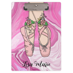 Porte-bloc Chaussons de ballet personnalisés rose et Marbre b