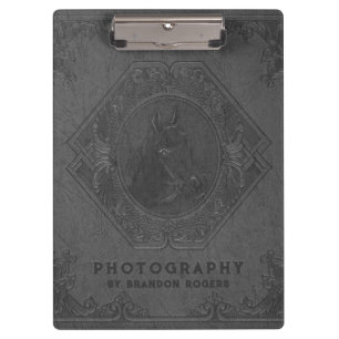 Porte-bloc Cheval gaufré en cuir vintage gris