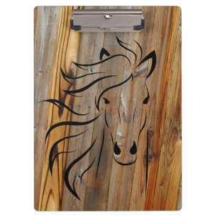 Porte-bloc Cheval rustique sur Porte - bloc de bois