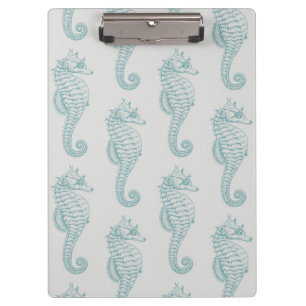 Porte-bloc Chevaux de mer tropicaux, Motif hippocampe - gris 