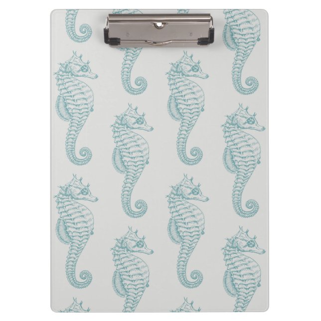 Porte-bloc Chevaux de mer tropicaux, Motif hippocampe - gris  (Devant)