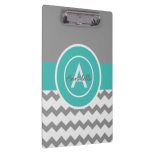 Porte-bloc Chevron turquoise gris