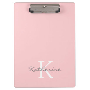 Porte-bloc Chic Blush Pink Script Monogramme Personnalisé