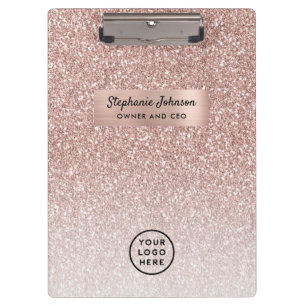 Porte-bloc Chic Boss Lady CEO Logo Rose Gold Parties scintill