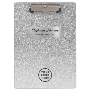 Porte-bloc Chic Boss Lady PDG Logo Parties scintillant Argent