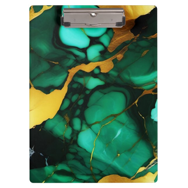 Porte-bloc Chic Elegant vert foncé jaune Faux Marble (Devant)