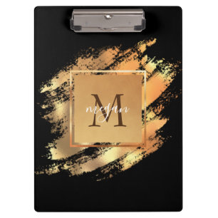 Porte-bloc Chic Faux Gold Glam Brushstroke Monogramme