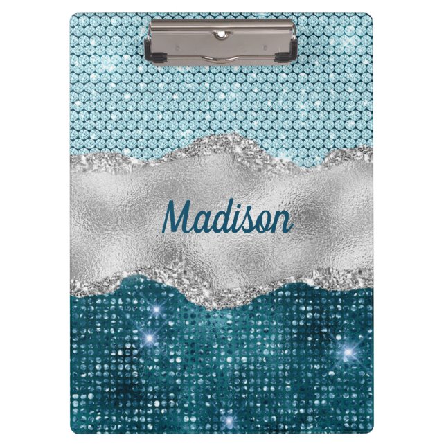 Porte-bloc Chic girly turquoise menthe vert parties scintilla (Devant)
