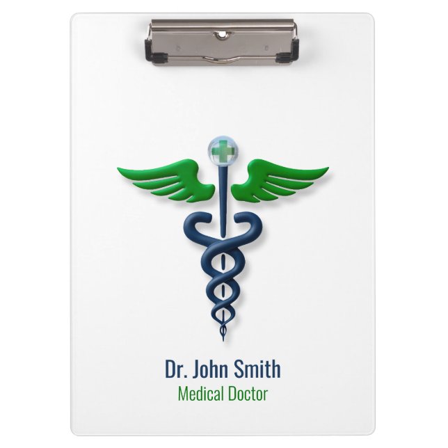 Porte-bloc Chic Médicale Caduceus Blue Green Wings Cross (Devant)