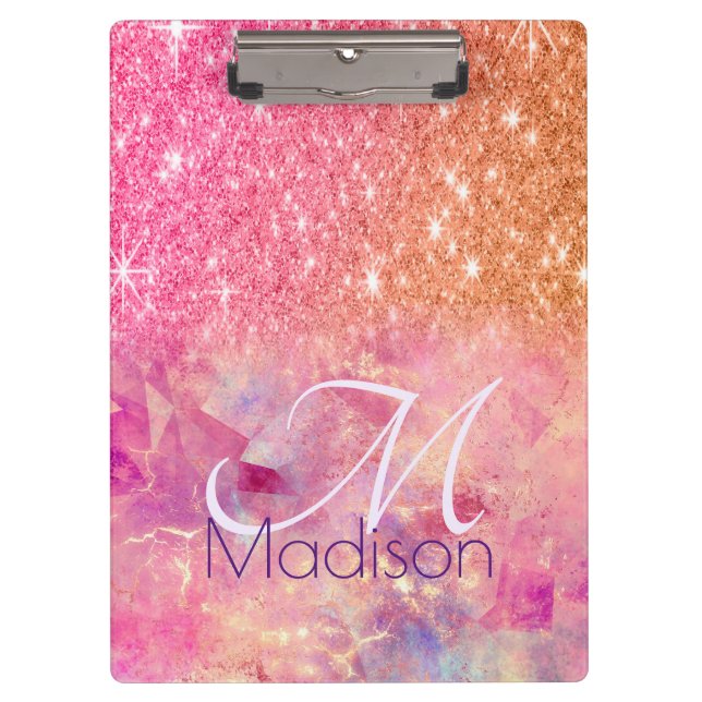 Porte-bloc Chic ombre rose rose pâle parties scintillant mono (Devant)