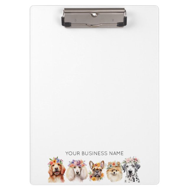 Porte-bloc Chiens adorables avec couronne de fleurs, aquarell (Devant)