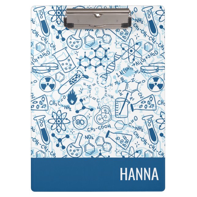 Porte-bloc Chimie Doodle Motif Nom personnalisé (Devant)