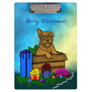 Porte-bloc Chiot dans une boîte, Joyeux Noël