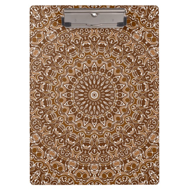 Porte-bloc Chocolat Brown et blanc Motif Mandala (Devant)