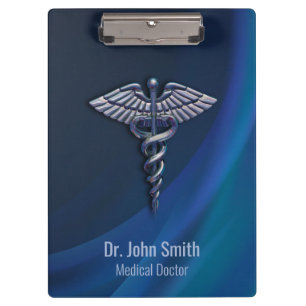 Porte-bloc Chrome 3D sombre Holographique Médicale Caduceus