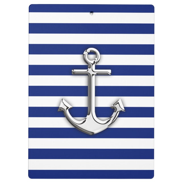 Porte-bloc Chrome Anchor on Navy Stripes (Dos)