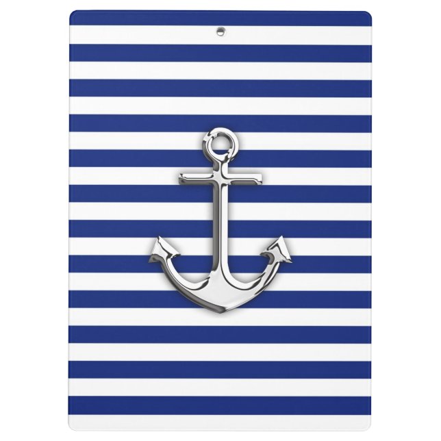 Porte-bloc Chrome Anchor on Navy Stripes (Dos)