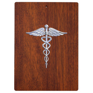 Porte-bloc Chrome Comme Caduceus Symbole Médicale Mahogany Br