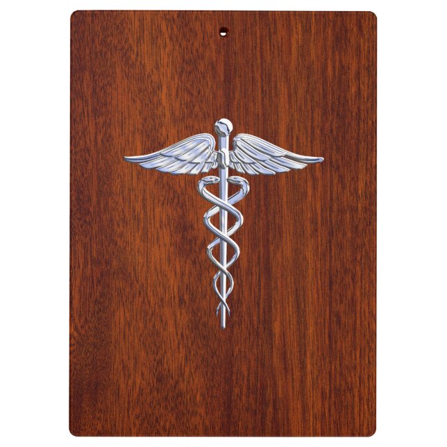 Porte-bloc Chrome Comme Caduceus Symbole Médicale Mahogany Br (Dos)