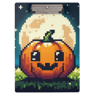 Porte-bloc citrouille Halloween 8 bits sous la lune