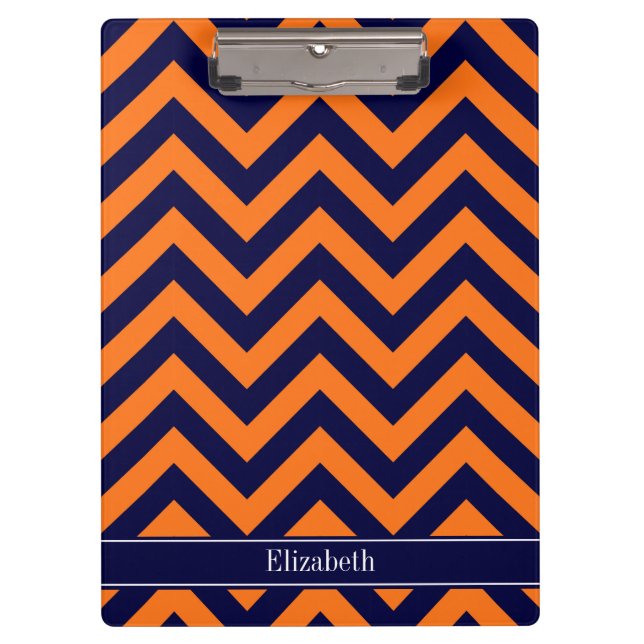 Porte-bloc Citrouille Marine LG Chevron Marine Blue Nom Monog (Devant)