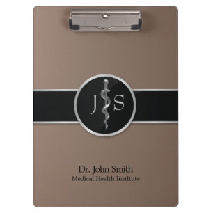 Porte-bloc Classé Noble Médicale bâton d'Asclepius Argent