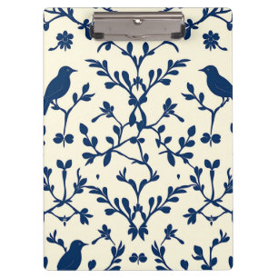 Porte-bloc Classique bleu marine silhouette de toile damassée