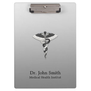 Porte-bloc Classique Médicale élégant Noble Blanc Noir Caduce