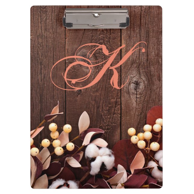 Porte-bloc Clip board personnalisé Branche de coton sur bois  (Devant)