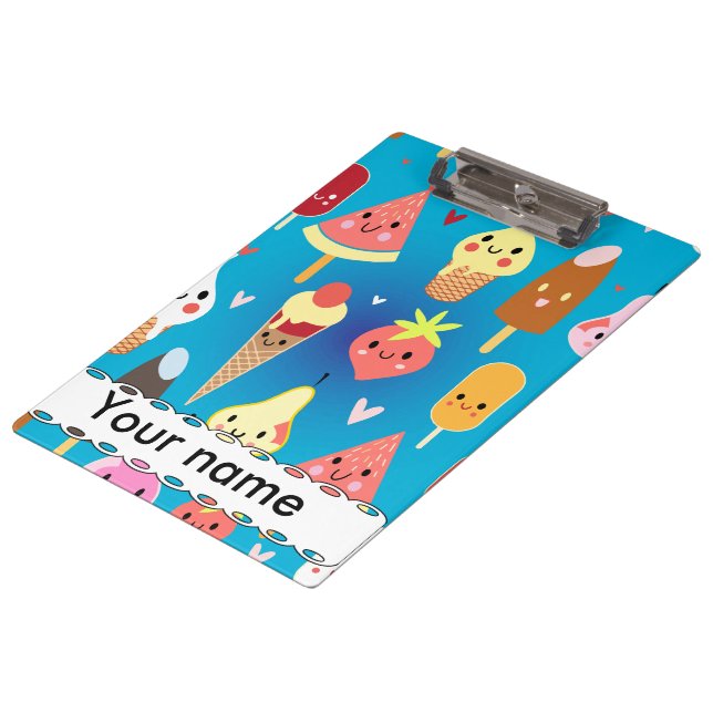 Porte-bloc Clipart mignon de caractères de nourriture (Incliné)