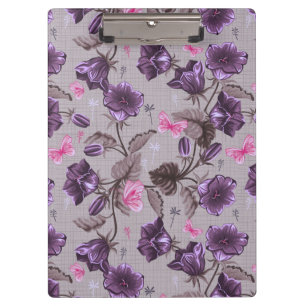 Porte-bloc cloches de main violettes et motif de papillons