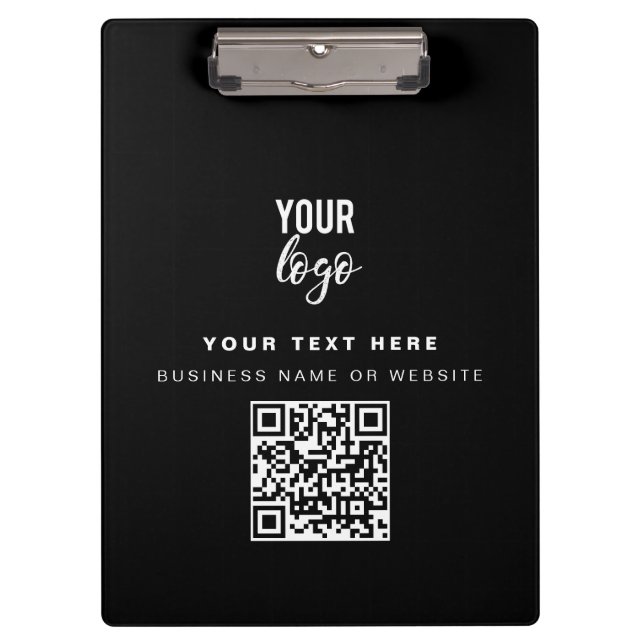 Porte-bloc Code QR Logo d'entreprise moderne Noir d'entrepris (Devant)