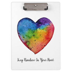 Porte-bloc Coeur mignon d'arc-en-ciel d'aquarelle