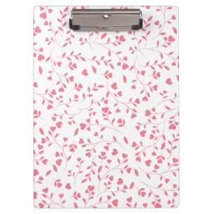 Porte-bloc Cœur Rose Romantique Vignes Motif Blanc