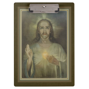 Porte-bloc Coeur sacré d'or de porte - bloc de Jésus