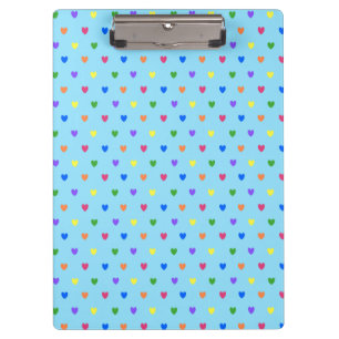 Porte-bloc Coeurs de polka arc-en-ciel sur bleu bébé