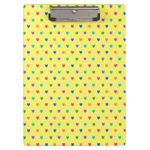 Porte-bloc Coeurs de polka arc-en-ciel sur jaune