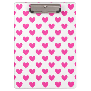 Porte-bloc Coeurs de polka rose Fuchsia sur blanc