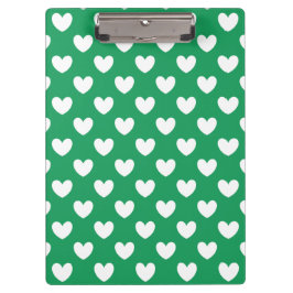 Porte-bloc Coeurs polka blanc sur Kelly green