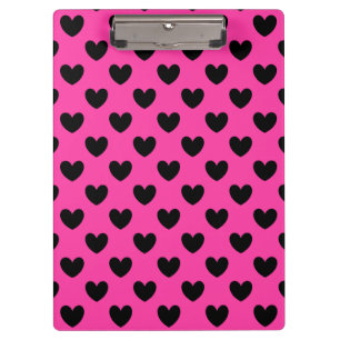Porte-bloc Coeurs polka noirs sur rose fuchsia