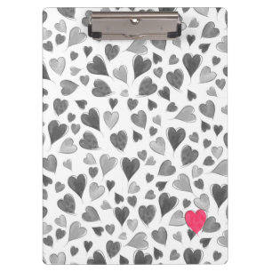 Porte-bloc Coeurs très romantiques et roses gris dessinés 