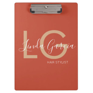 Porte-bloc Coiffeur Brun Orange Beige Monogrammé    Po