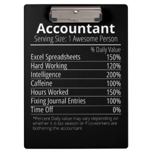 Porte-bloc Comptable Nutrition Fact, Nutrition Fact