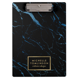 Porte-bloc Concepteur de marbre noir et bleu personnalisé