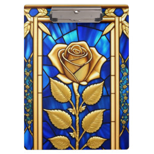 Porte-bloc Conception de Rose Dorée en Verre Coloré