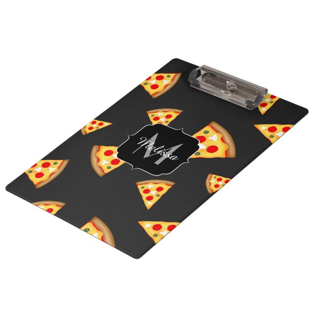 Porte-bloc Cool et amusante pizza tranches motif Monogram (Incliné)