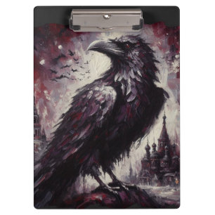 Porte-bloc Corbeau gothique Corneille Oiseau Peinture Gris No