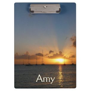 Porte-bloc Coucher de soleil avec voiliers Paysage tropical P