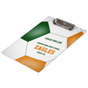 Porte-bloc couleur vert orange de l'équipe entraîneur de foot
